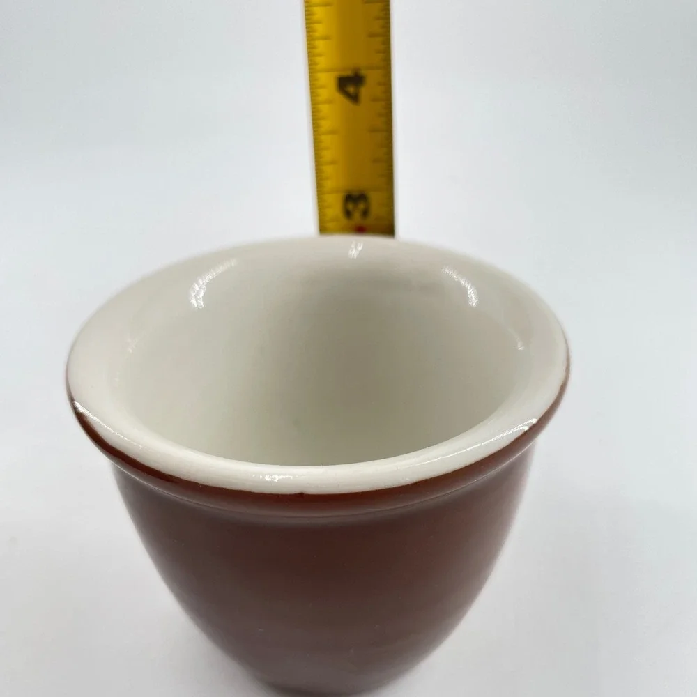 Hall China Vintage Custard Cups Ramekins Set of 4 Green Brown USA Stoneware